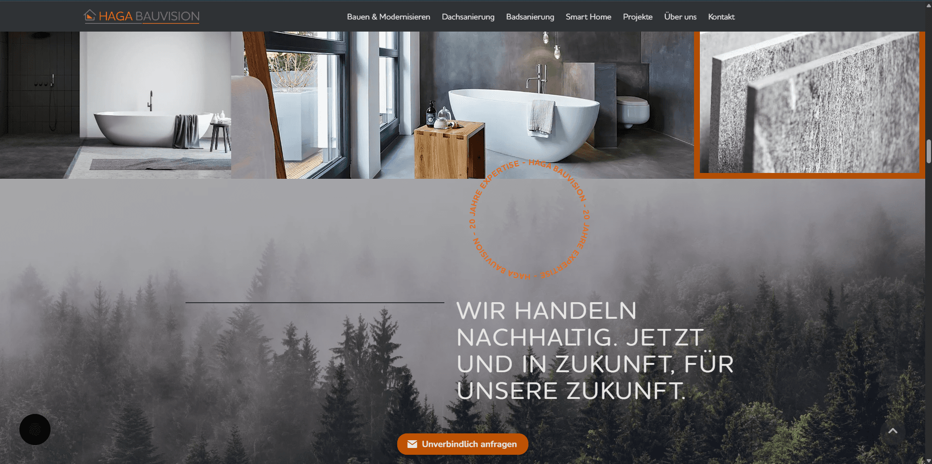 Bildorientierter Inhaltsbereich der HAGA-Bauvision-Website